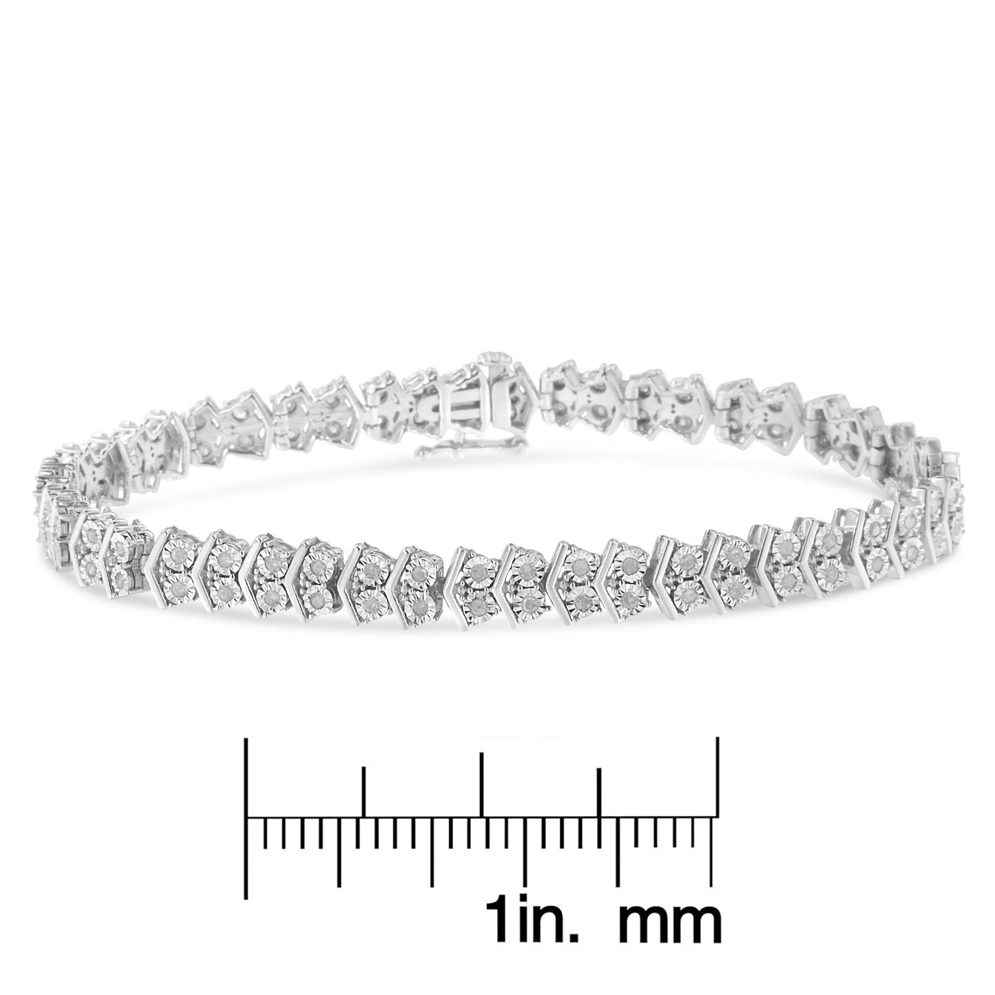 β.925 Sterling Silver Chevron Diamond Tennis Bracelet β 1.0 Cttw, 7β³