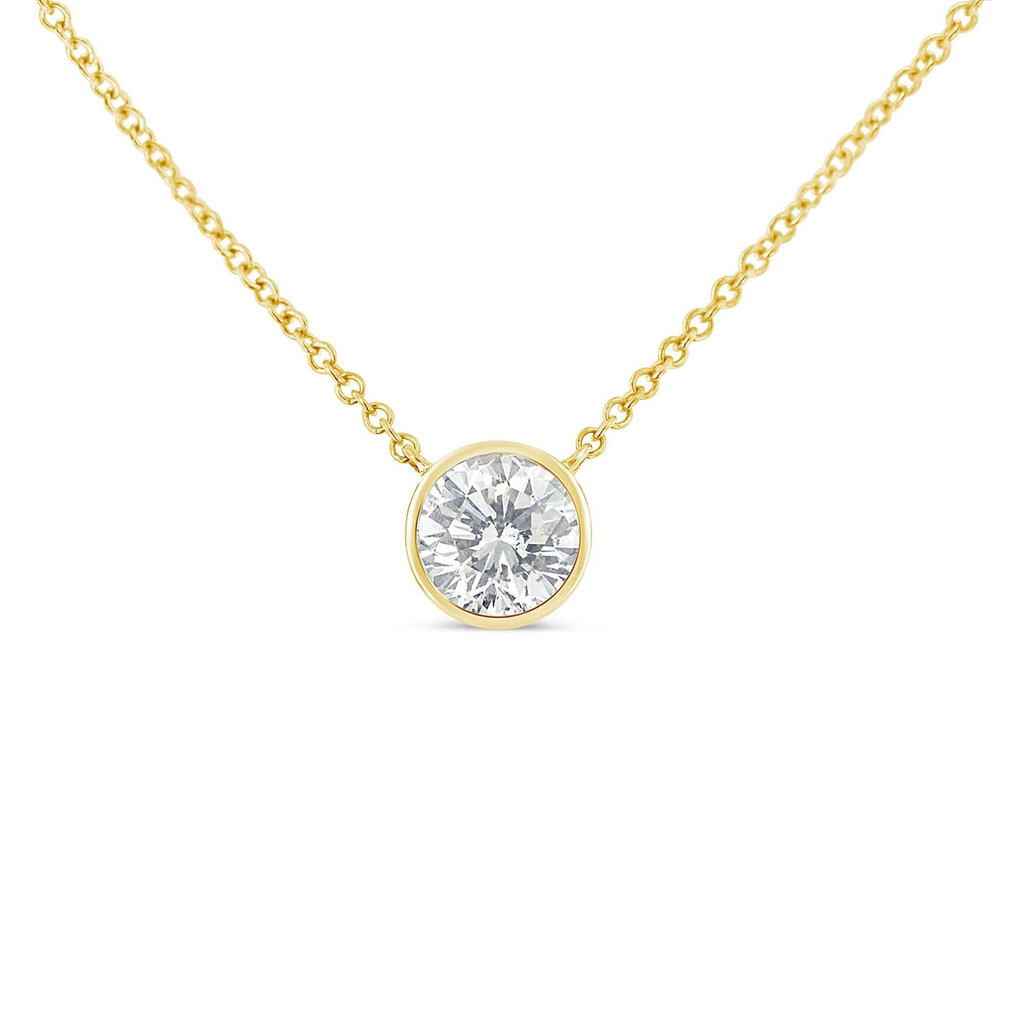 10K Yellow Gold 1/2 Carat Diamond Bezel-Set Solitaire Pendant Necklace – Haus of Brilliance