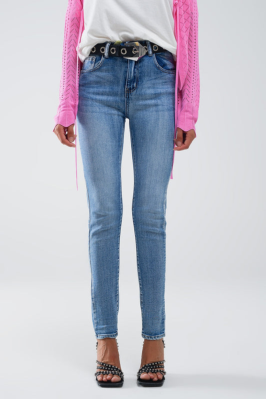 High Waisted Super Skinny Jeans in Stonewash Vintage Blue